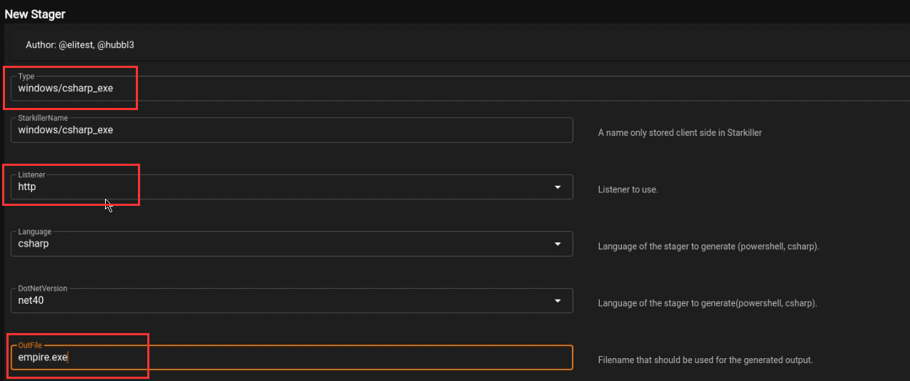 Starkiller UI - new stager form