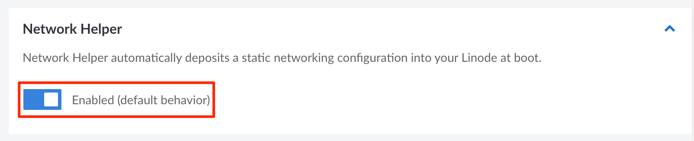 Screenshot of the global Network Helper setting